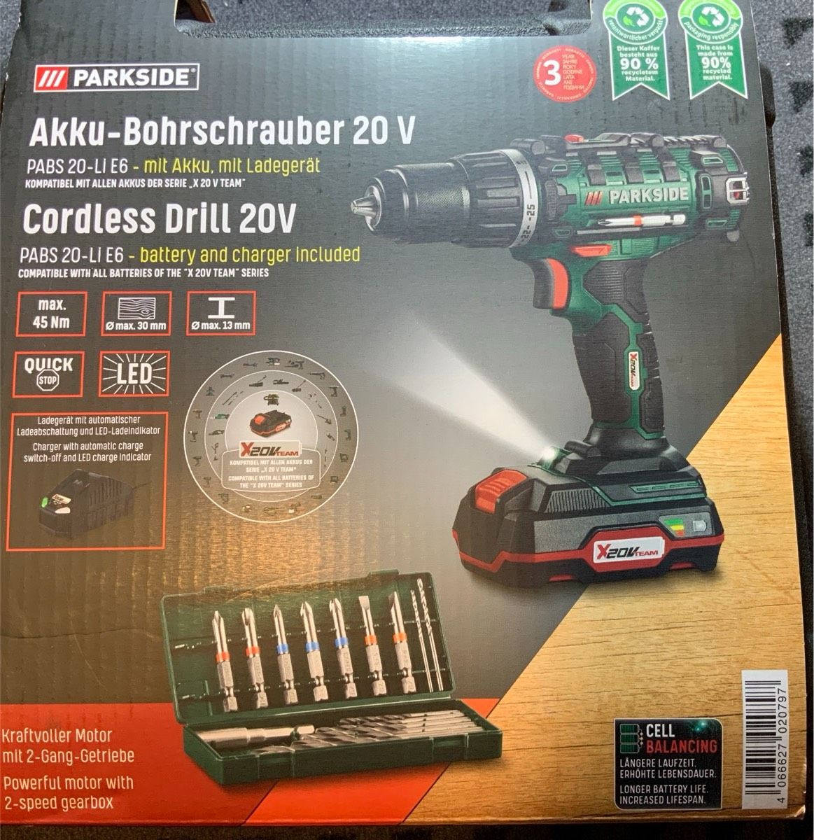 PARKSIDE® 20 V Akku-Bohrschrauber »PABS 20-Li E6«